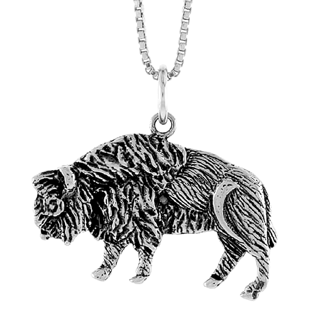 STERLING SILVER BULL PENDANT, 3/4 INCH