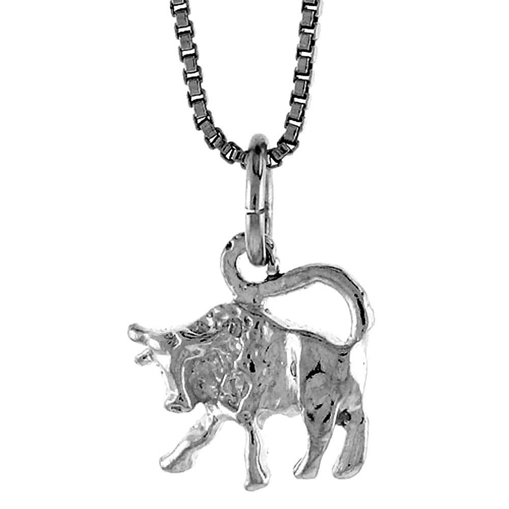 STERLING SILVER COW PENDANT, 3/8 INCH