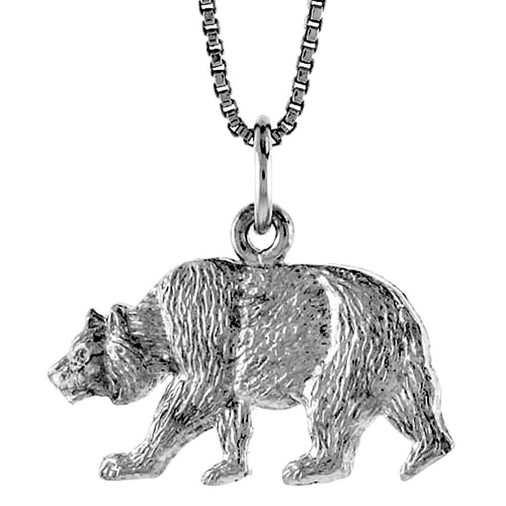 STERLING SILVER BEAR PENDANT, 1/2 INCH
