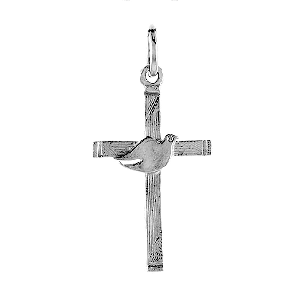 1 INCH STERLING SILVER CROSS PENDANT DOVE
