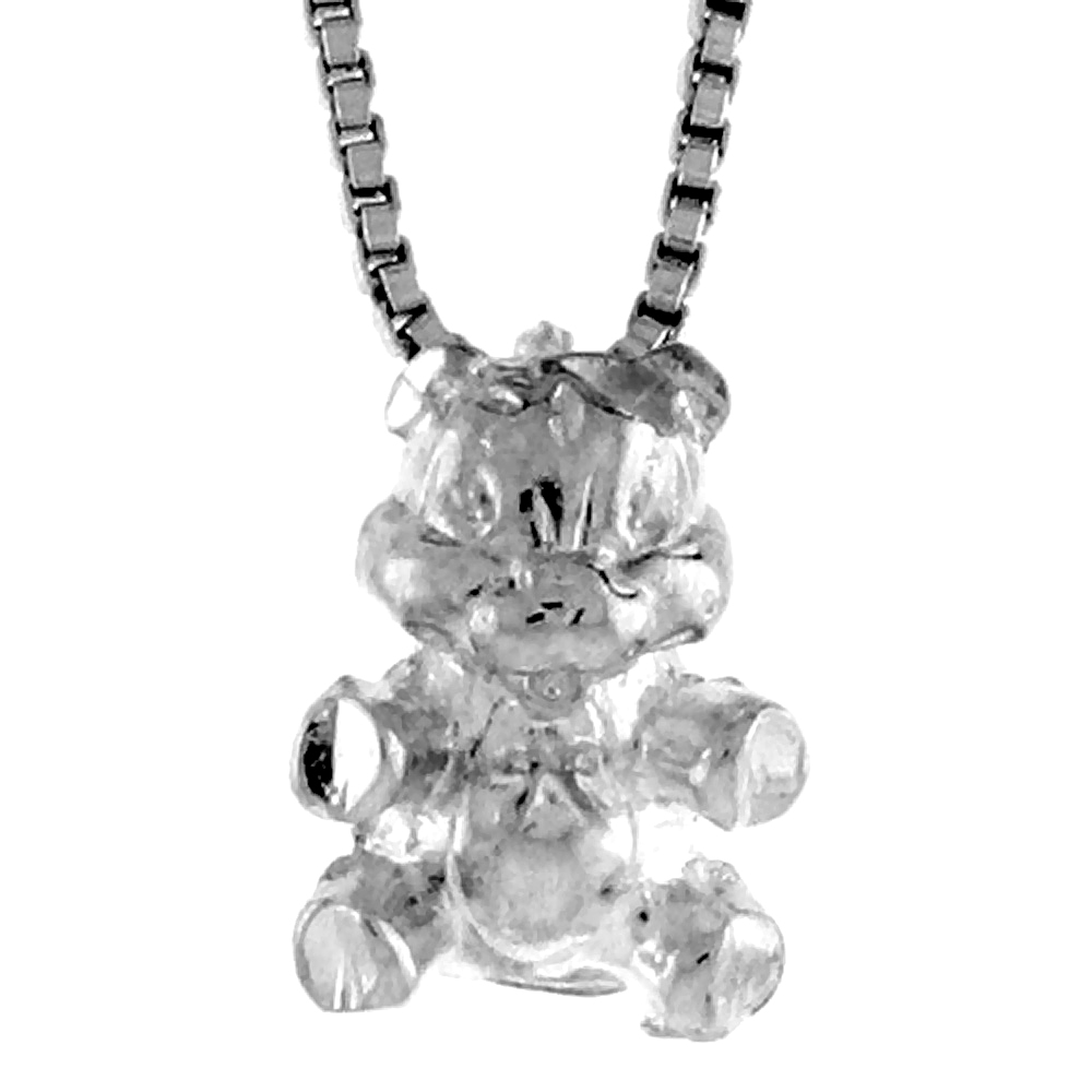 1/2 INCH STERLING SILVER 1/2 INCH TEENY TEDDY BEAR PENDANT,