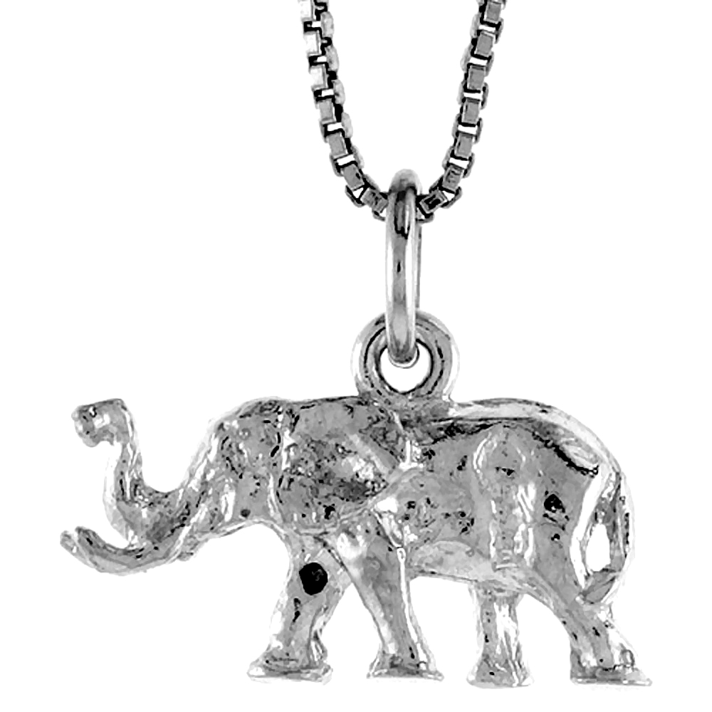 STERLING SILVER SMALL ELEPHANT PENDANT, 3/8 INCH