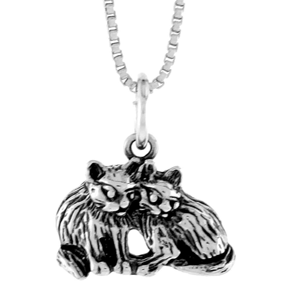 STERLING SILVER SMALL CAT PENDANT, 3/8 INCH