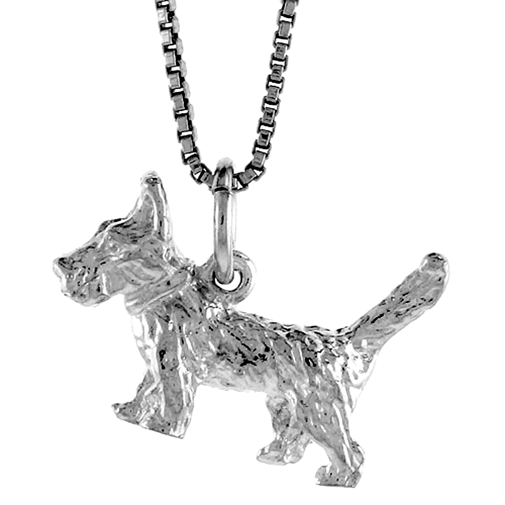 STERLING SILVER DOG PENDANT, 1/2 INCH TALL