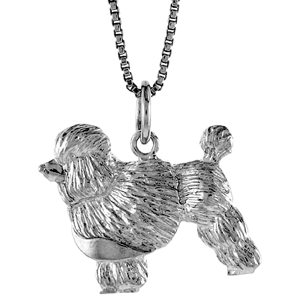 STERLING SILVER POODLE PENDANT, 3/4 INCH TALL