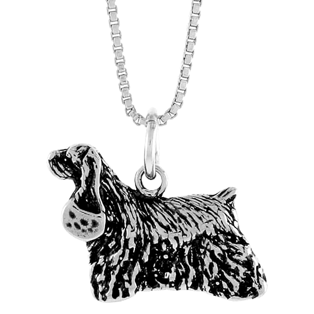 STERLING SILVER ENGLISH COCKER SPANIEL PENDANT, 1/2 INCH TALL