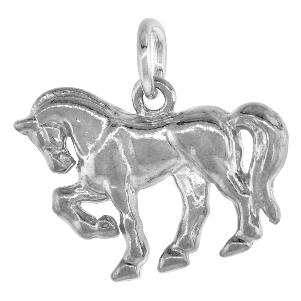 STERLING SILVER ARABIAN HORSE PENDANT 1/2 INCH TALL