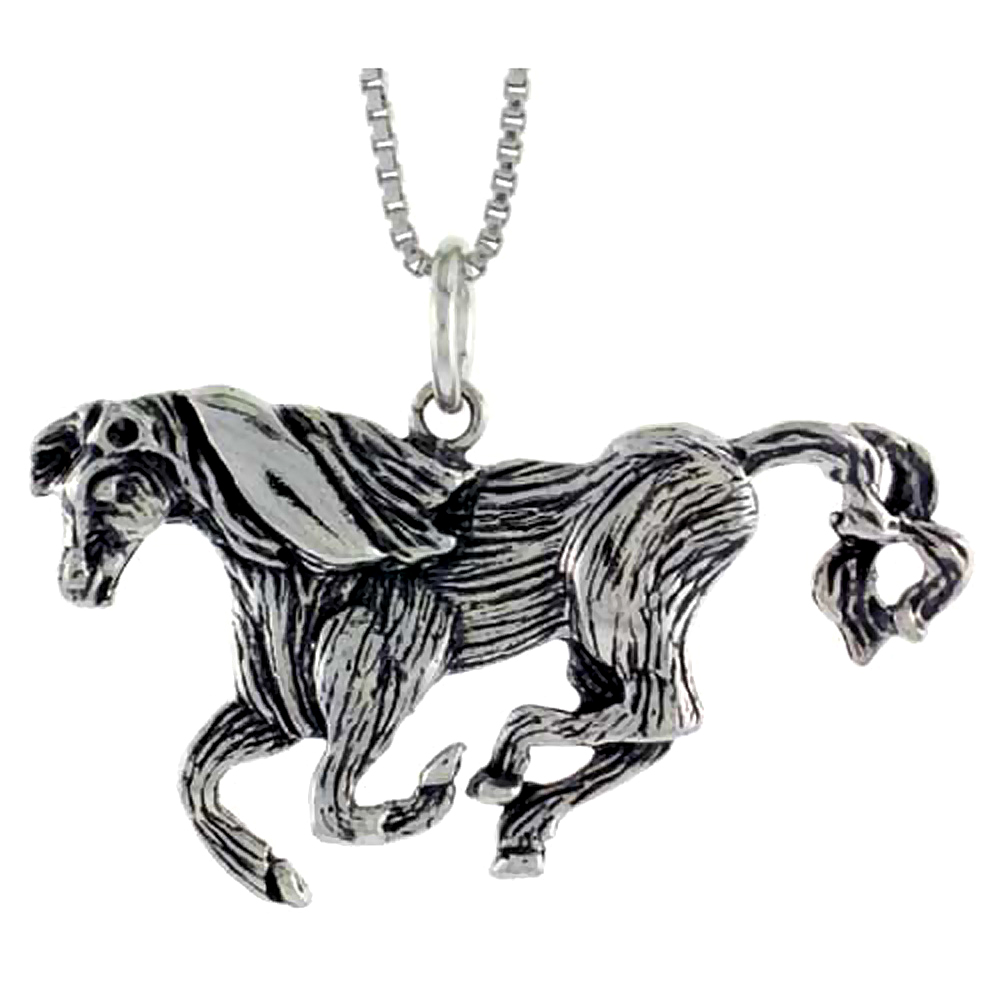 STERLING SILVER HORSE PENDANT, 3/4 INCH TALL