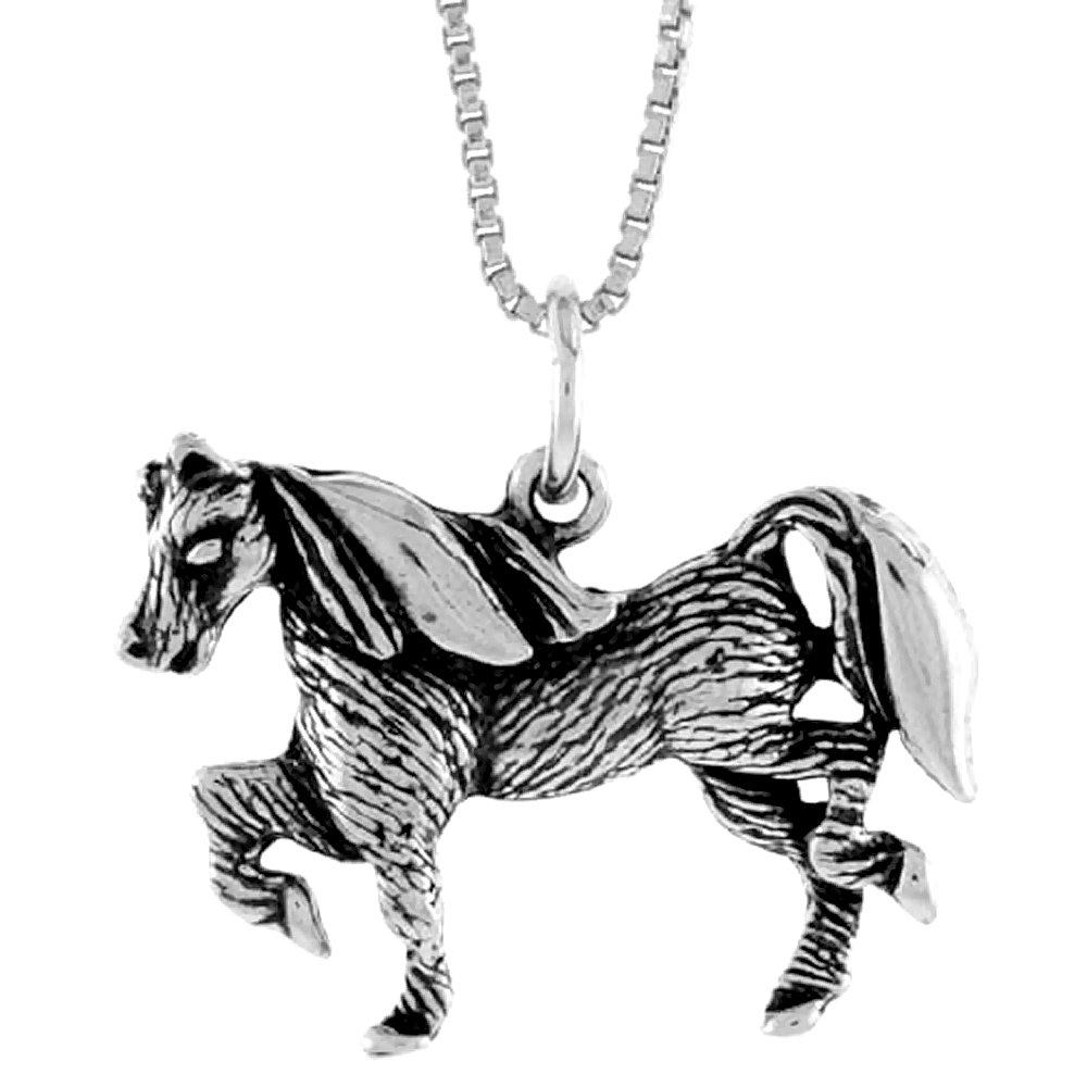 STERLING SILVER HORSE PENDANT, 3/4 INCH TALL