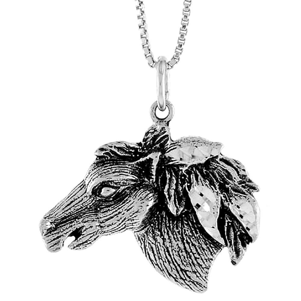 STERLING SILVER HORSE HEAD PENDANT, 3/4 INCH TALL