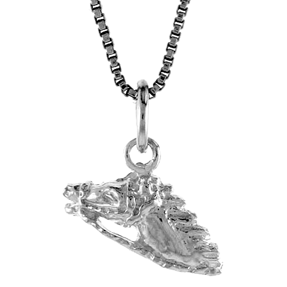 STERLING SILVER TEENY HORSE HEAD PENDANT, 5/16 INCH TALL