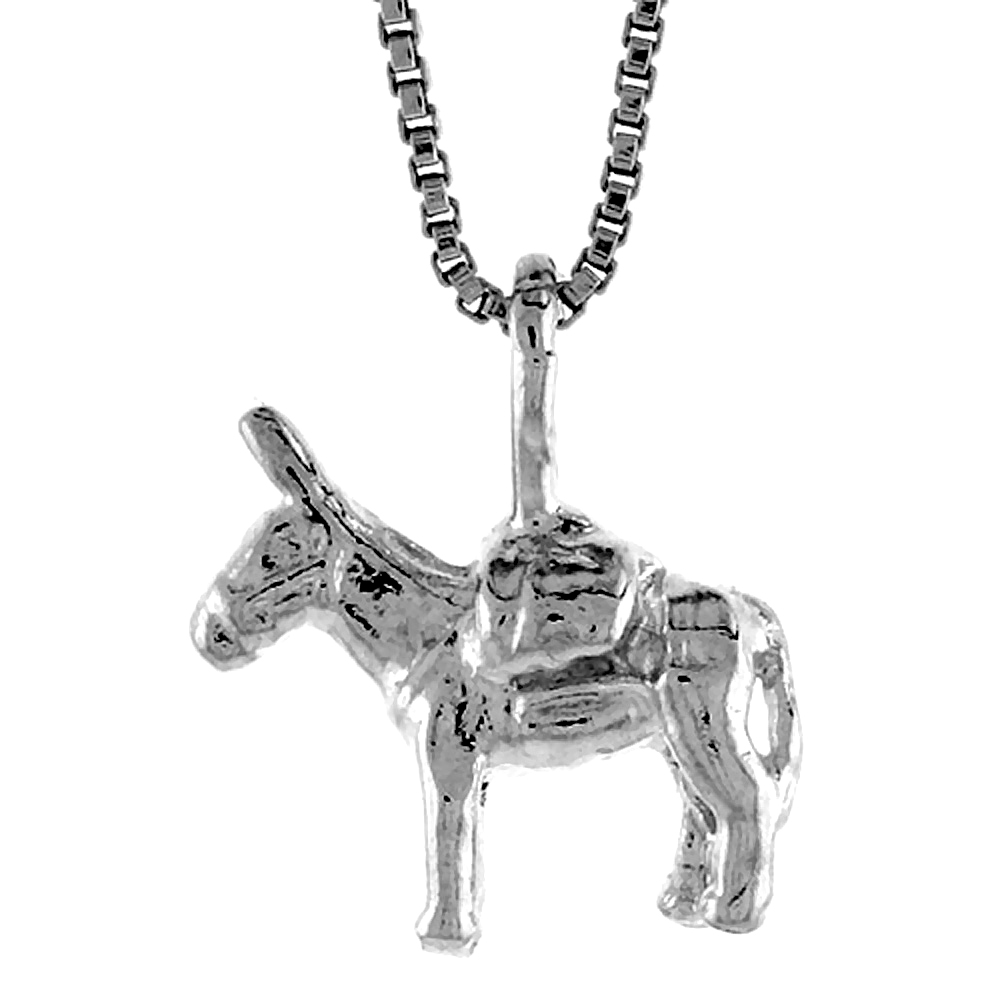 STERLING SILVER SMALL PACK MULE PENDANT, 1/2 INCH TALL