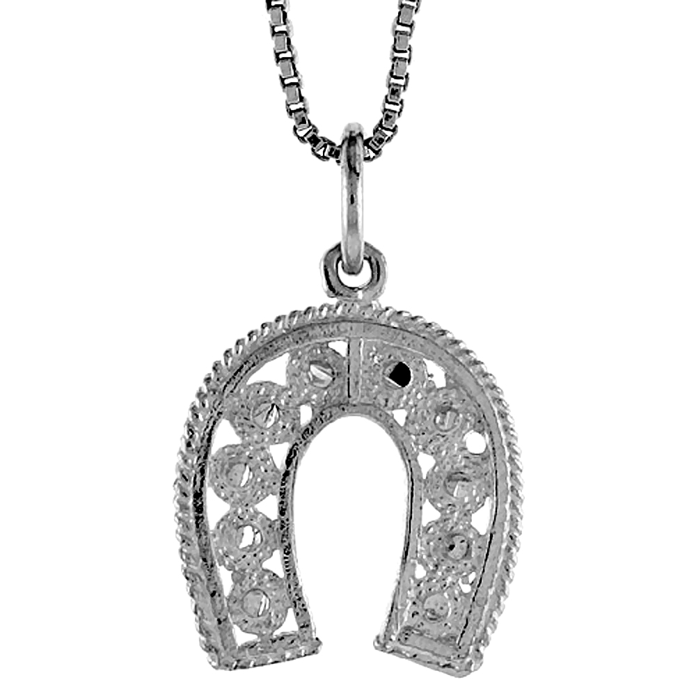 STERLING SILVER FILIGREE HORSESHOE PENDANT, 5/8 INCH TALL