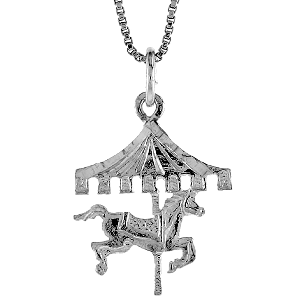 STERLING SILVER CAROUSEL PENDANT, 3/4 INCH TALL