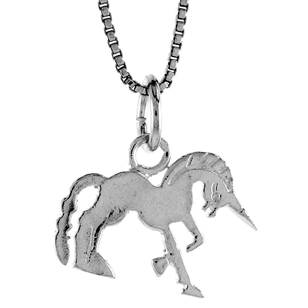 STERLING SILVER UNICORN PENDANT, 1/2 INCH TALL