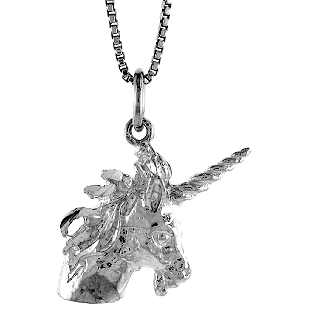 STERLING SILVER UNICORN PENDANT, 3/4 INCH TALL