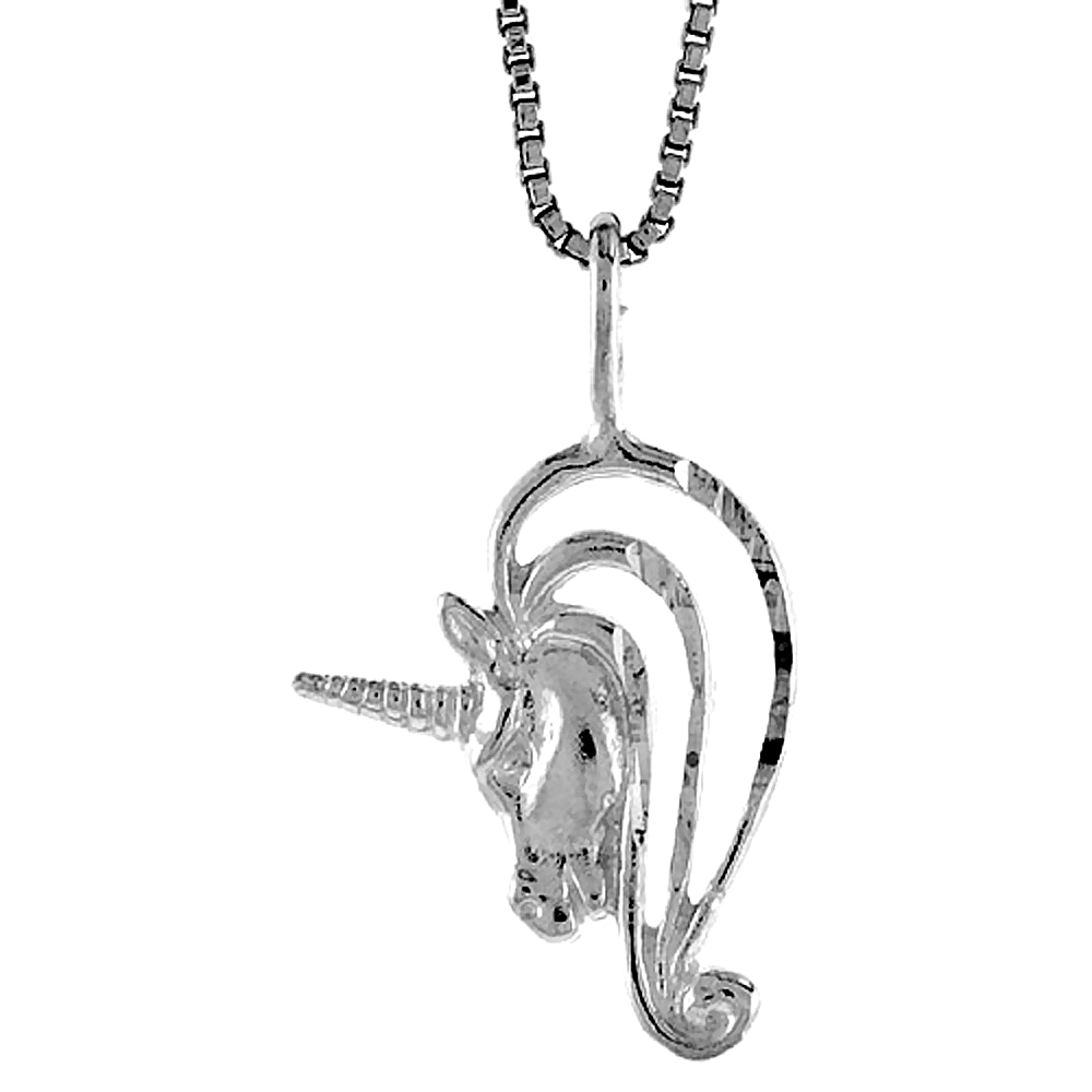 STERLING SILVER UNICORN PENDANT, 3/4 INCH TALL