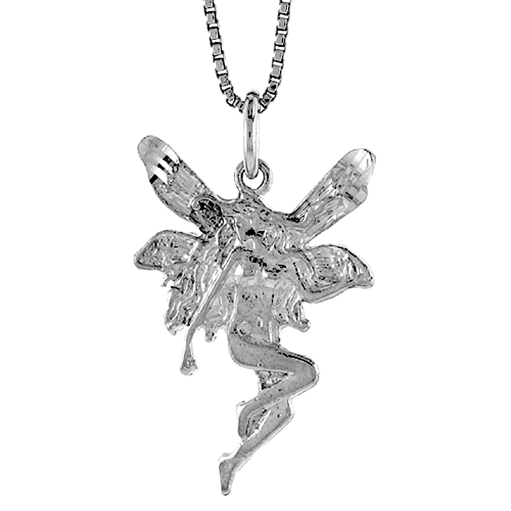 STERLING SILVER FAIRY PENDANT, 1 1/16 INCH TALL