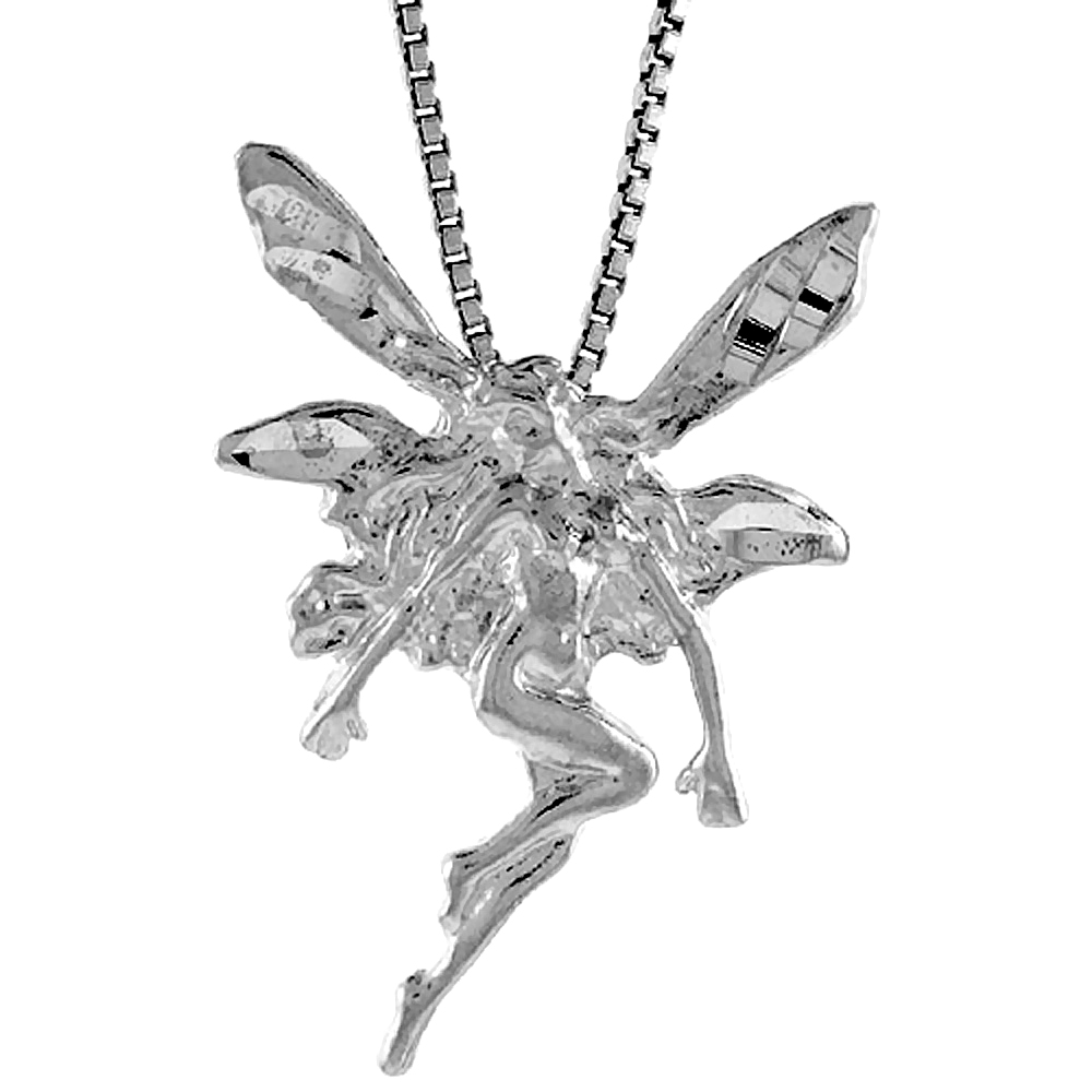 STERLING SILVER FAIRY PENDANT, 1 1/8 INCH TALL.
