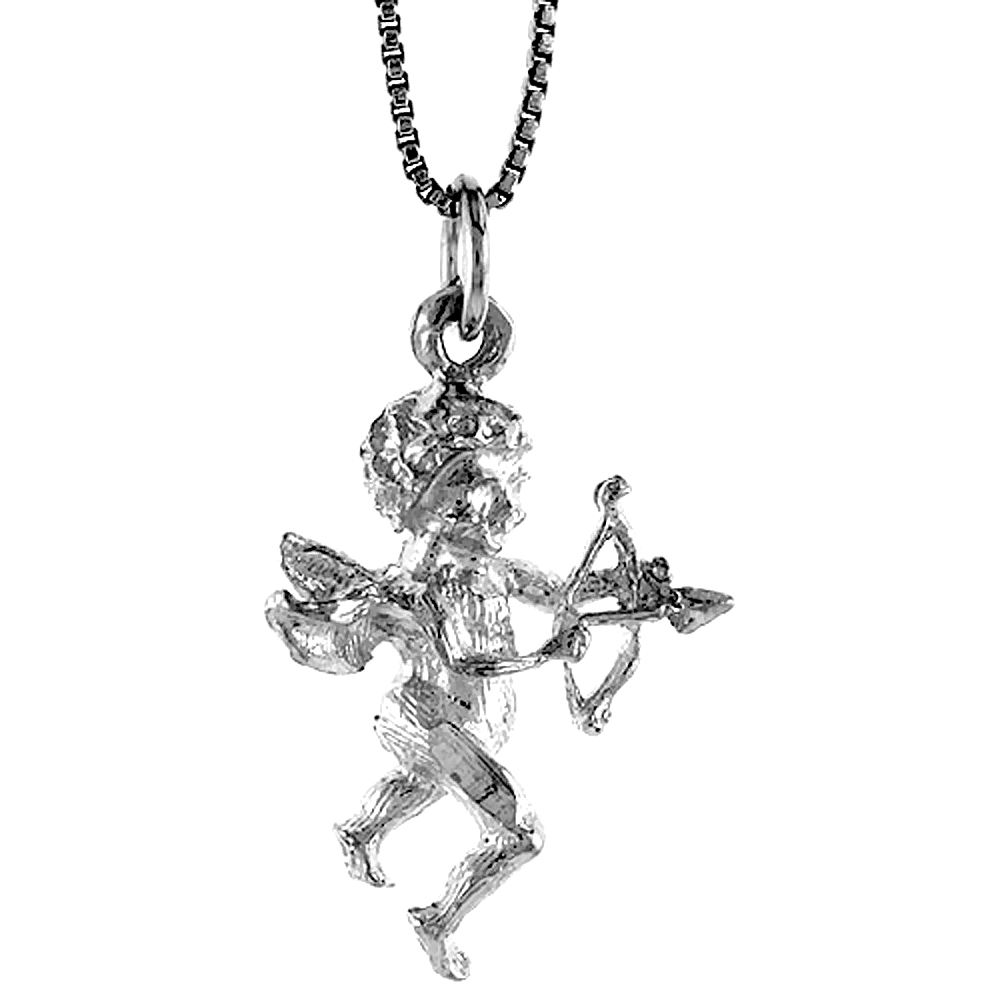 STERLING SILVER CUPID PENDANT, 7/8 INCH TALL