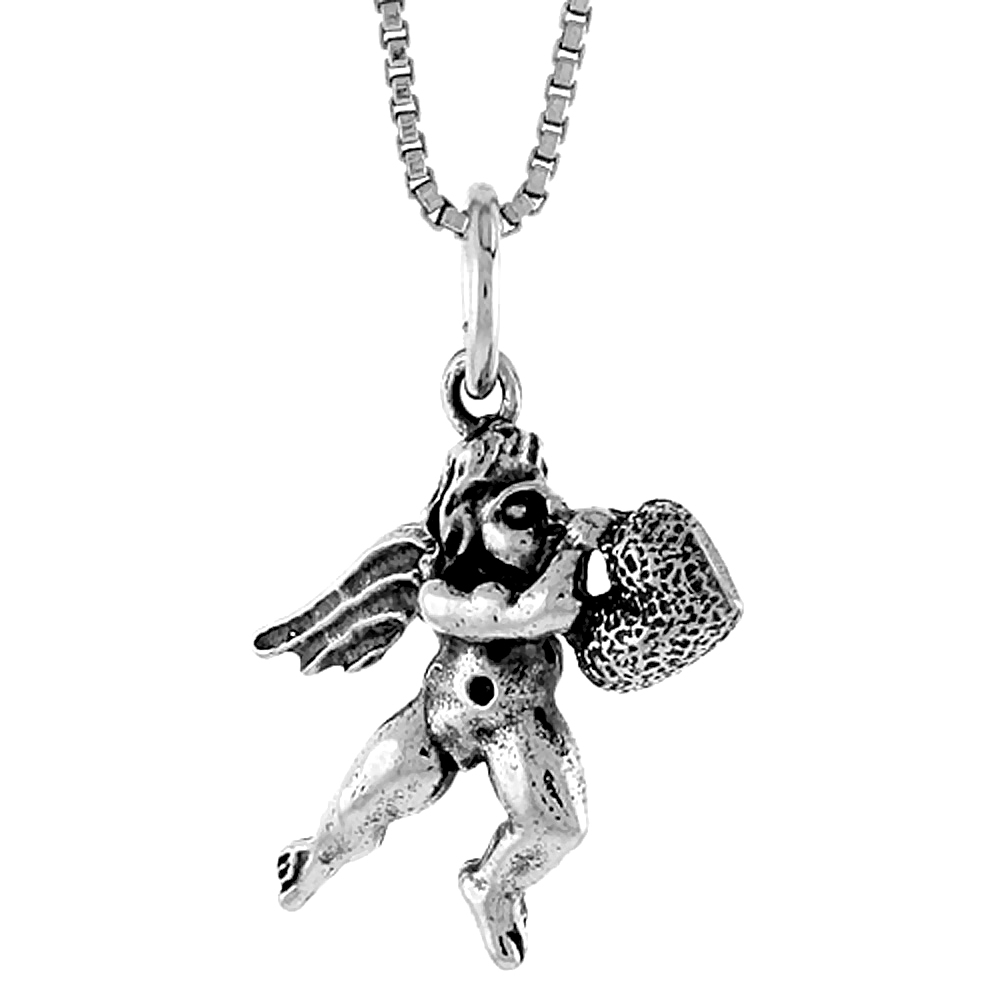 STERLING SILVER CUPID PENDANT, 5/8 INCH TALL