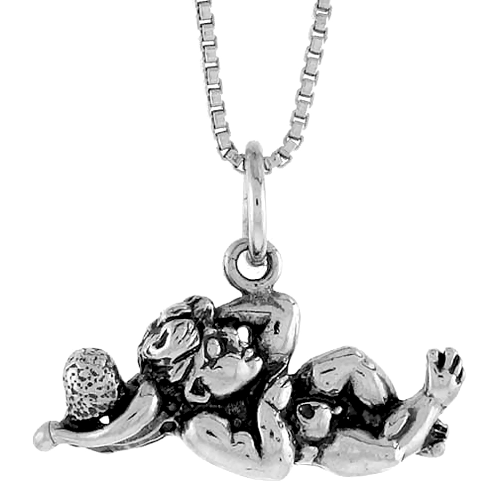 STERLING SILVER ANGEL PENDANT, 3/8 INCH TALL