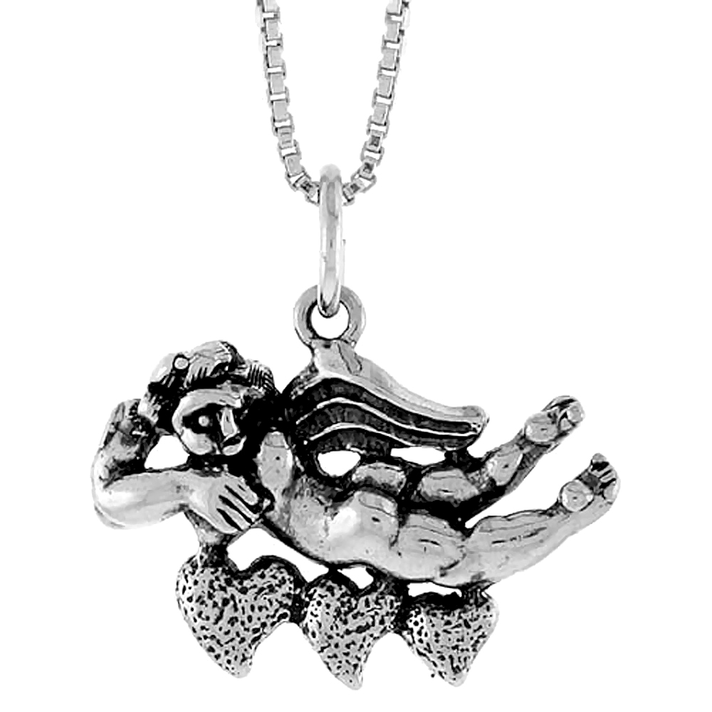 STERLING SILVER ANGEL PENDANT, 1/2 INCH TALL