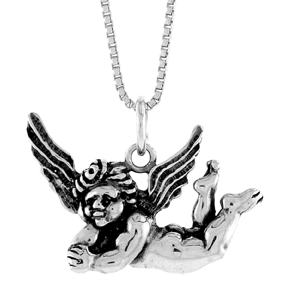 STERLING SILVER ANGEL PENDANT, 5/8 INCH TALL