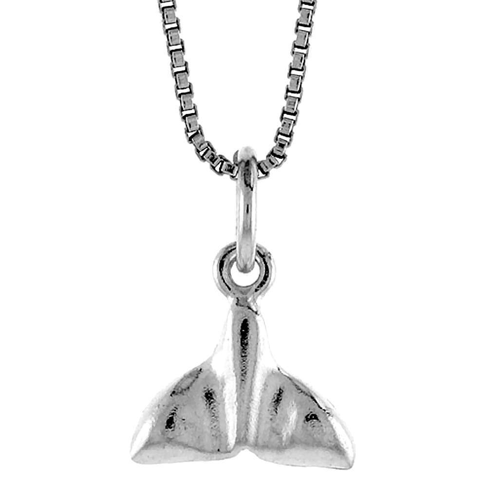 STERLING SILVER TEENY WHALE TAIL PENDANT, 3/8 INCH TALL