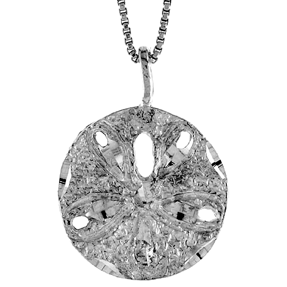 STERLING SILVER SAND DOLLAR PENDANT, 3/4 INCH TALL