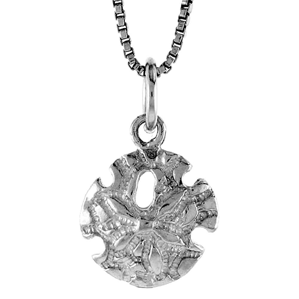 STERLING SILVER SMALL SAND DOLLAR PENDANT, 1/2 INCH TALL