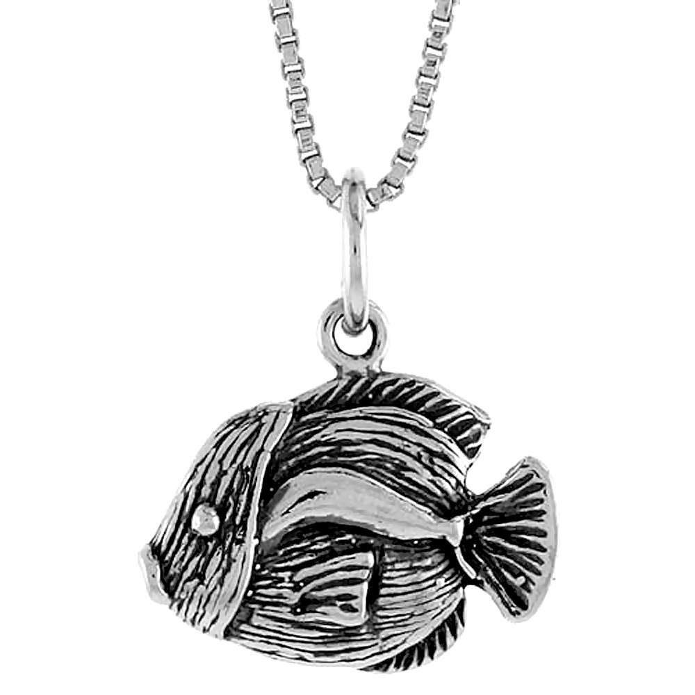 STERLING SILVER FISH PENDANT, 1/2 INCH TALL