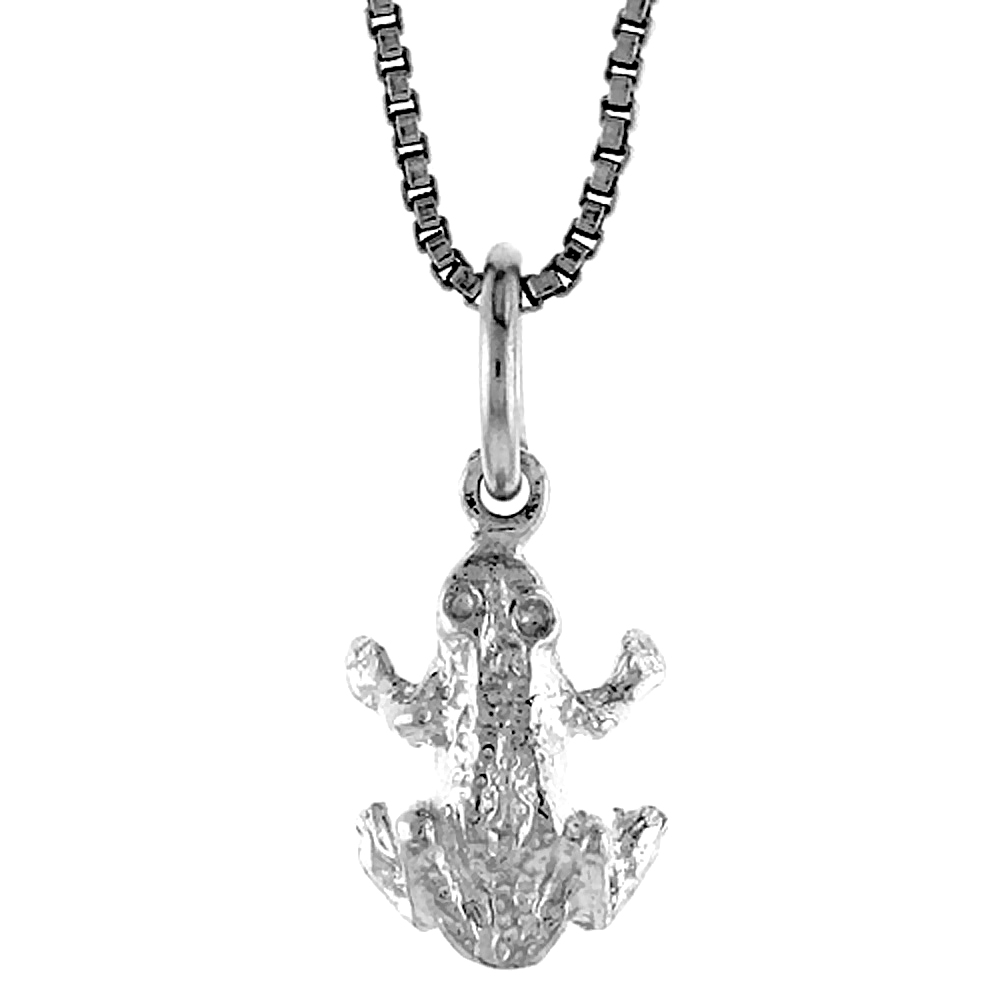 STERLING SILVER TEENY FROG PENDANT, 3/8 INCH TALL