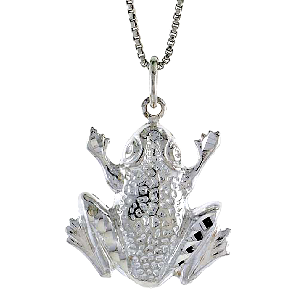 STERLING SILVER FROG PENDANT, 3/4 INCH TALL