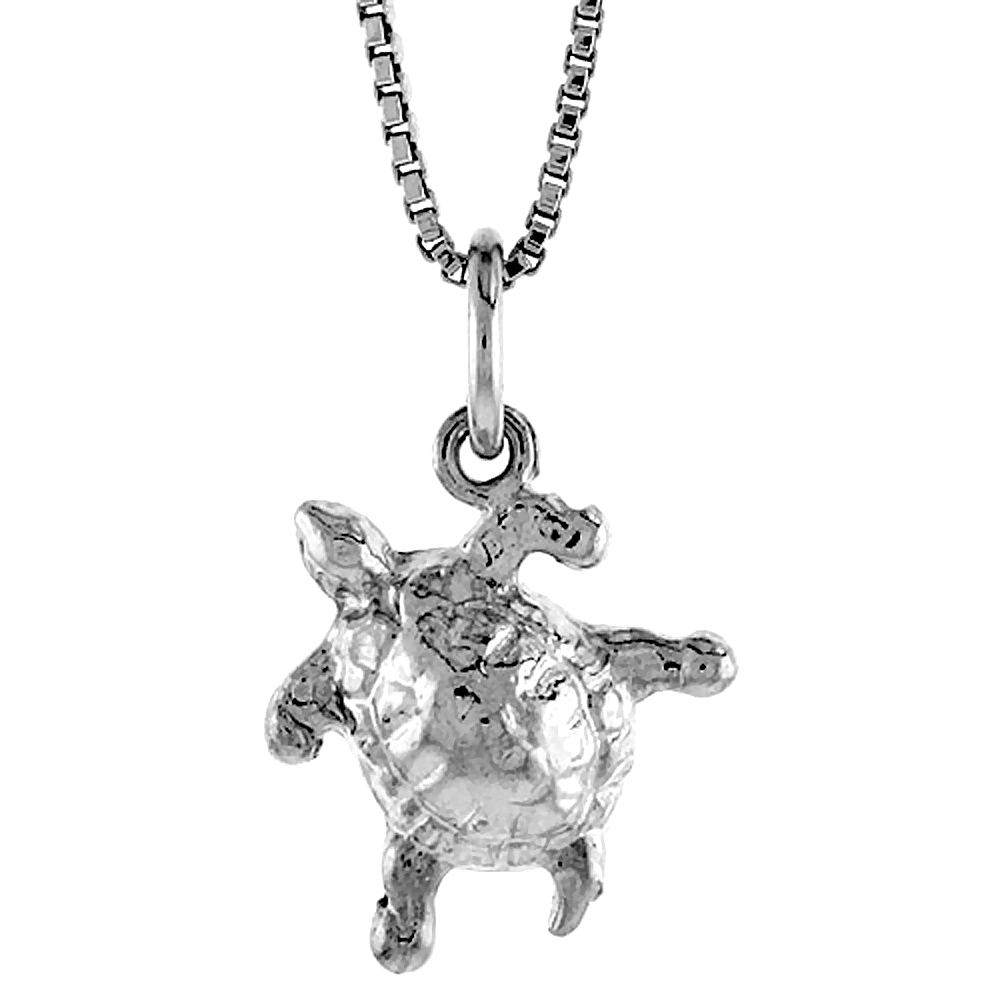 STERLING SILVER TURTLE PENDANT, 1/2 INCH TALL