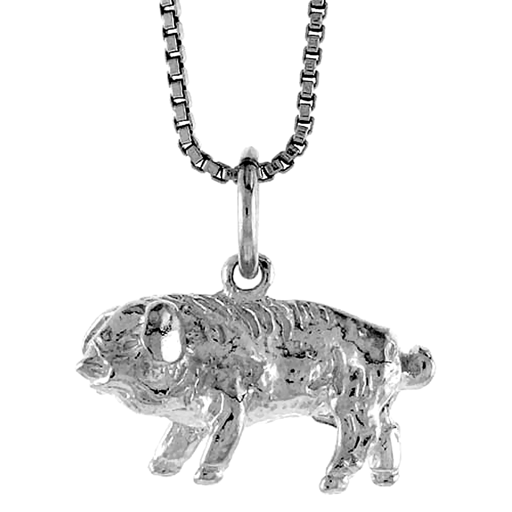 STERLING SILVER YEAR OF THE PIG PENDANT CHINESE ZODIAC, 1/2 INCH TALL