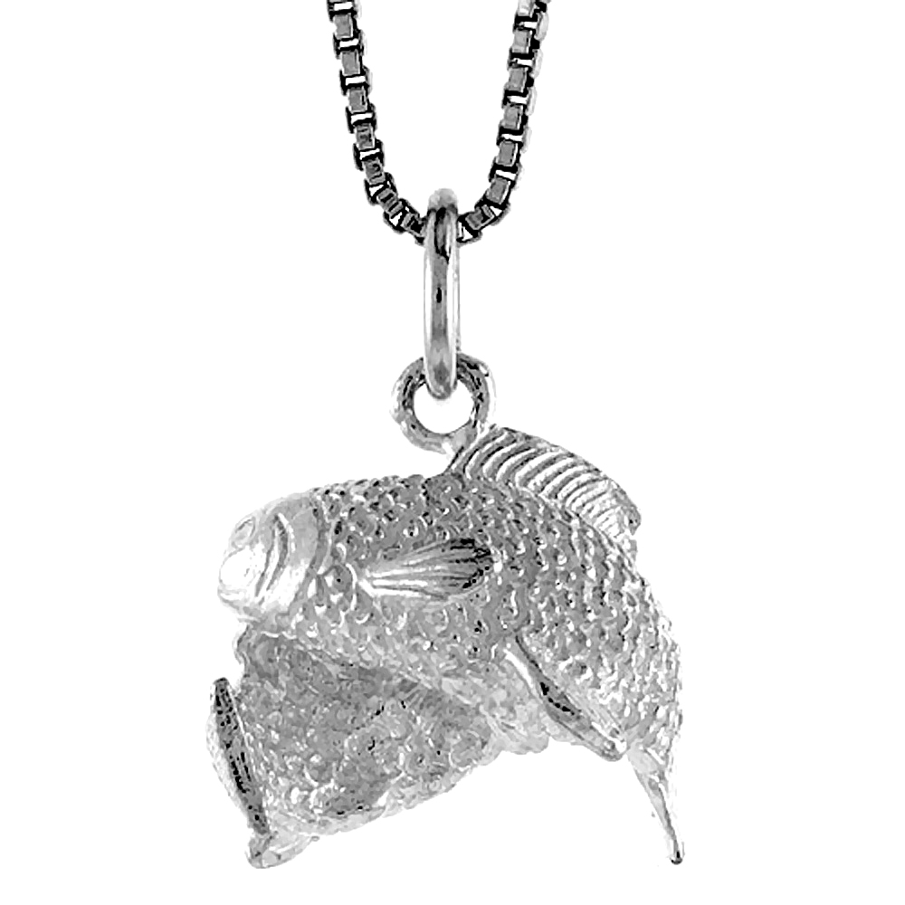 STERLING SILVER ZODIAC CHARM FOR PISCES 5/8 INCH TALL