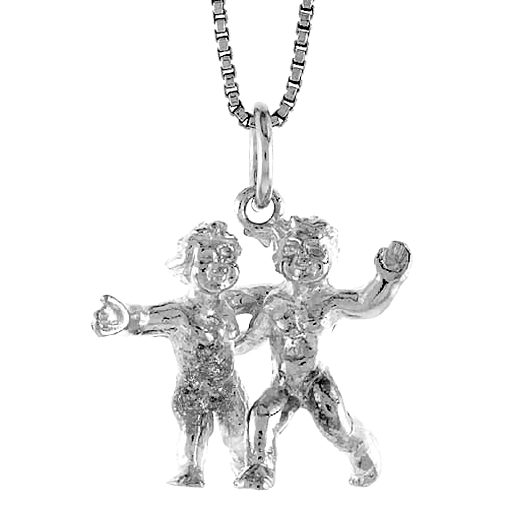 STERLING SILVER ZODIAC CHARM FOR GEMINI 3/4 INCH TALL