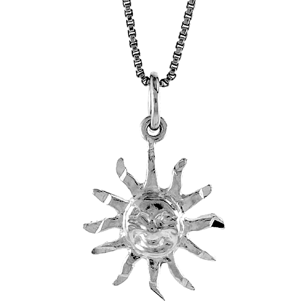 STERLING SILVER SUN PENDANT, 5/8 INCH TALL