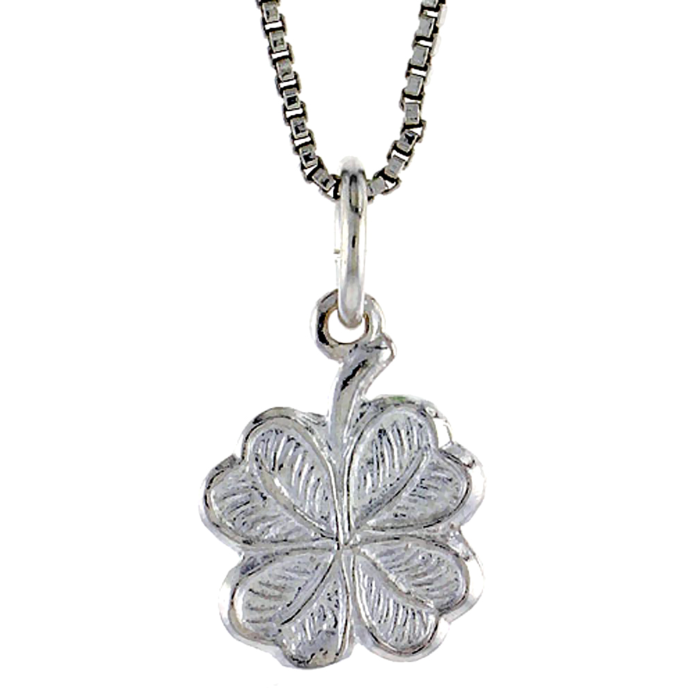 STERLING SILVER 4 LEAF CLOVER PENDANT, 1/2 INCH TALL