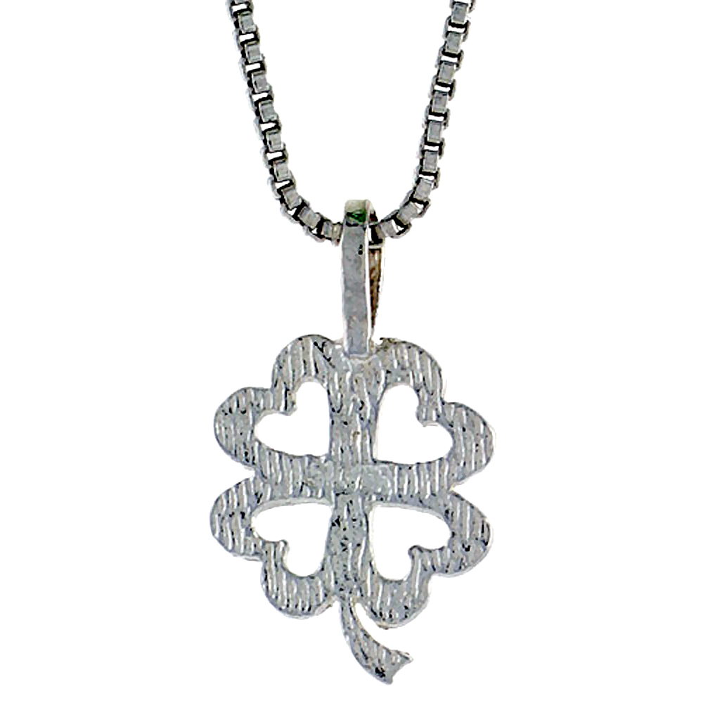 STERLING SILVER 4 LEAF CLOVER PENDANT, 1/2 INCH TALL