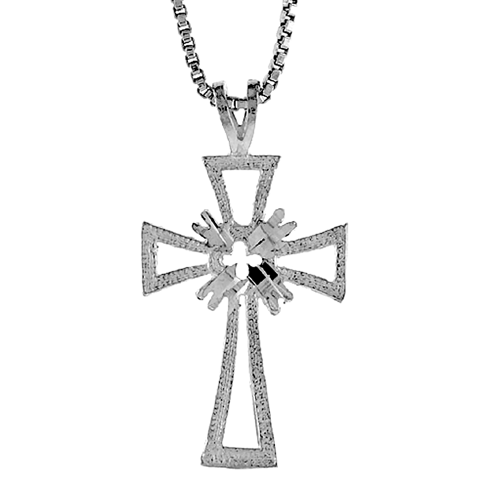 STERLING SILVER CROSS PENDANT, 1 1/4 INCH