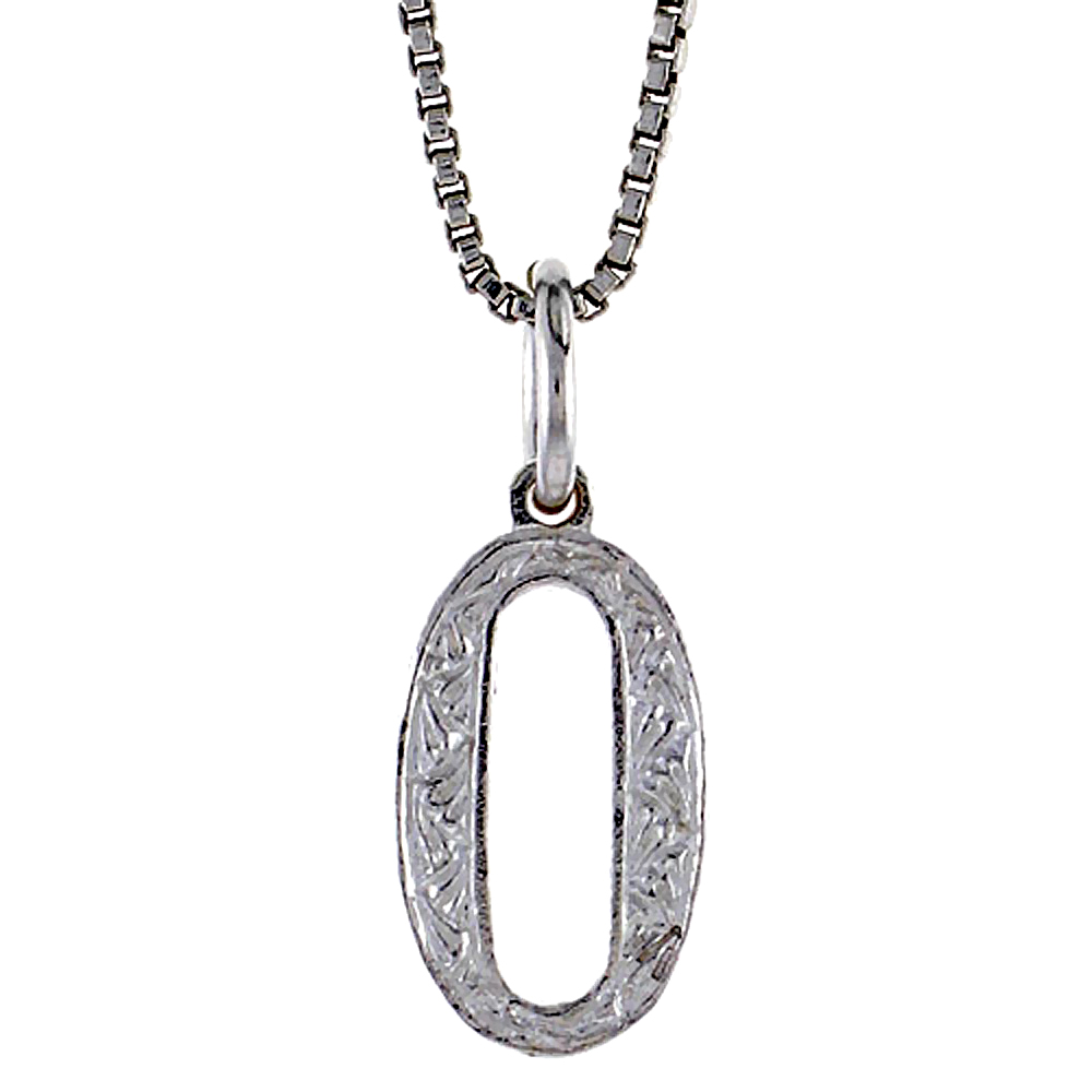 STERLING SILVER NUMBER 0 CHARM, 1/2 INCH TALL