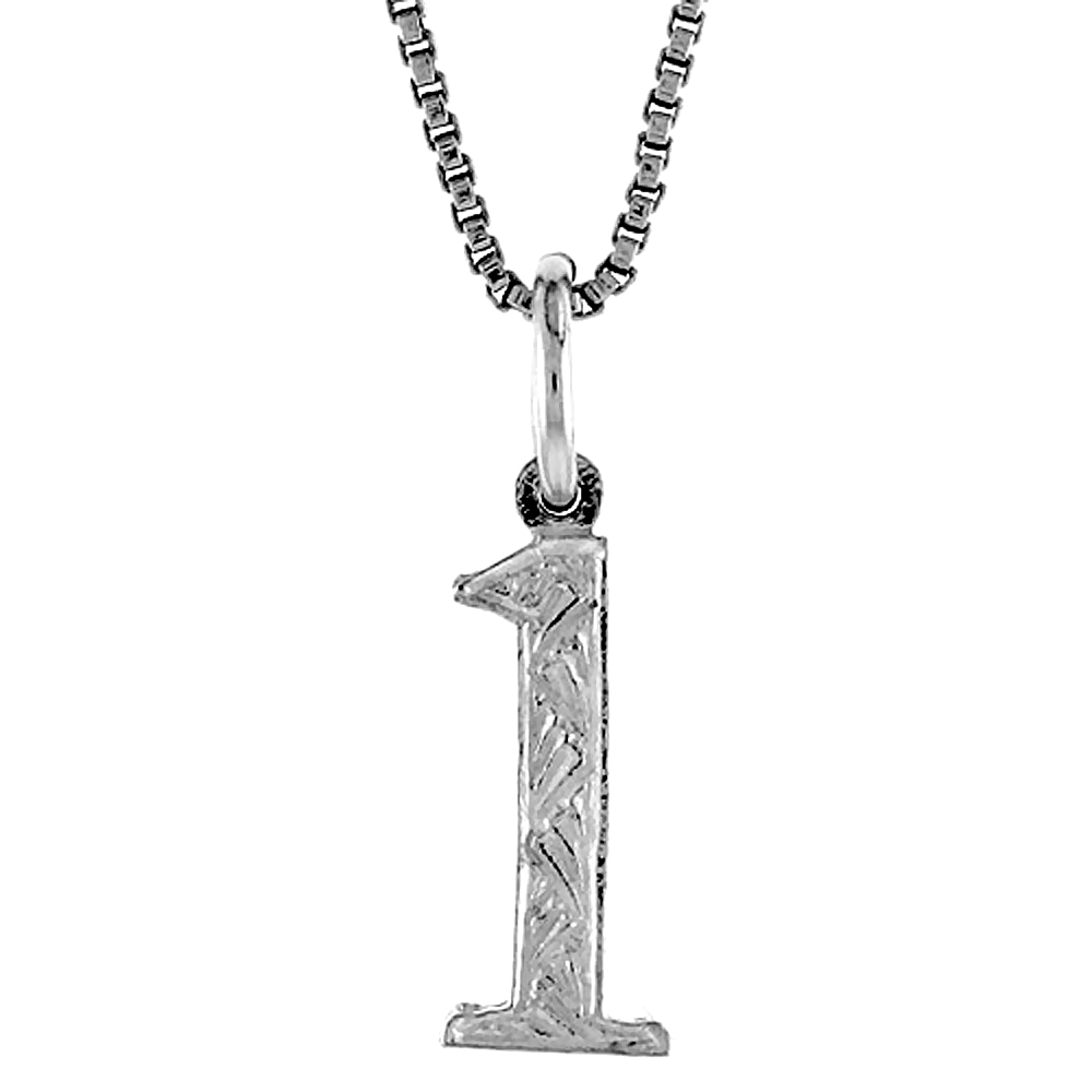 STERLING SILVER NUMBER 1 CHARM, 1/2 INCH TALL