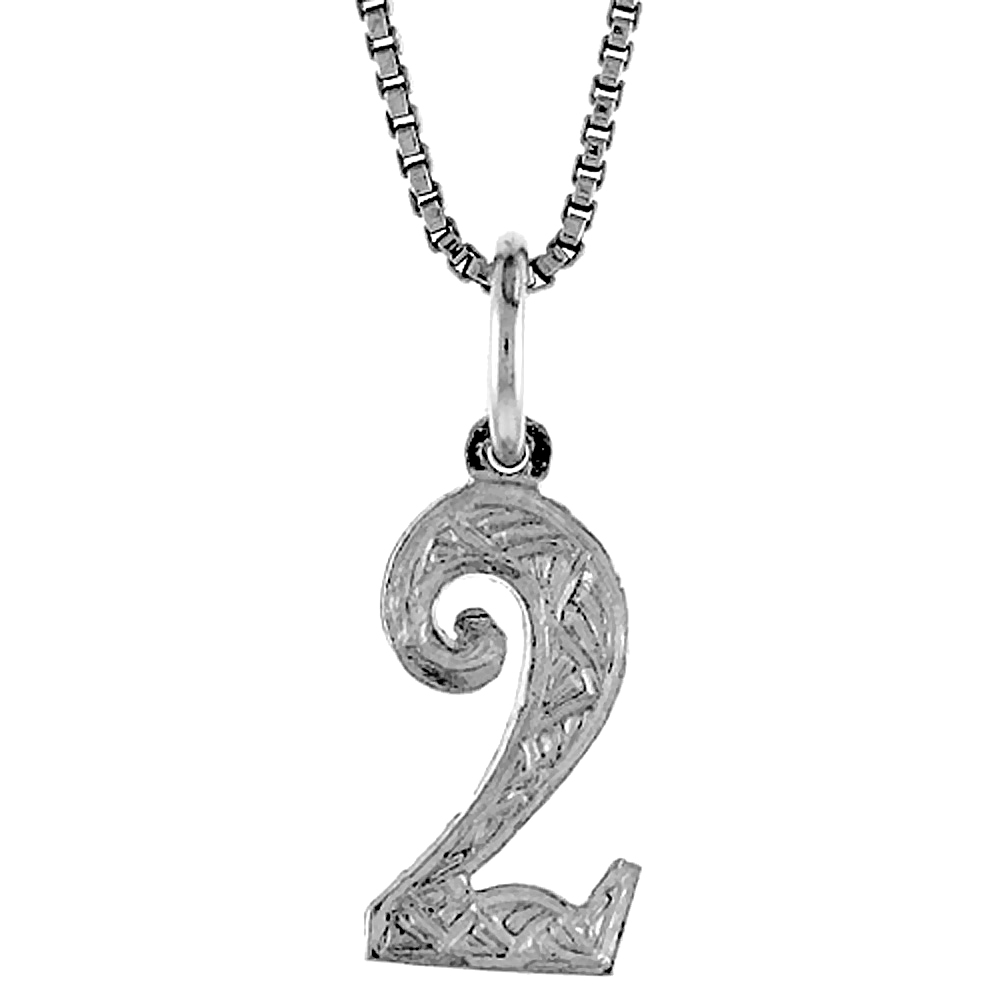 STERLING SILVER NUMBER 2 CHARM, 1/2 INCH TALL