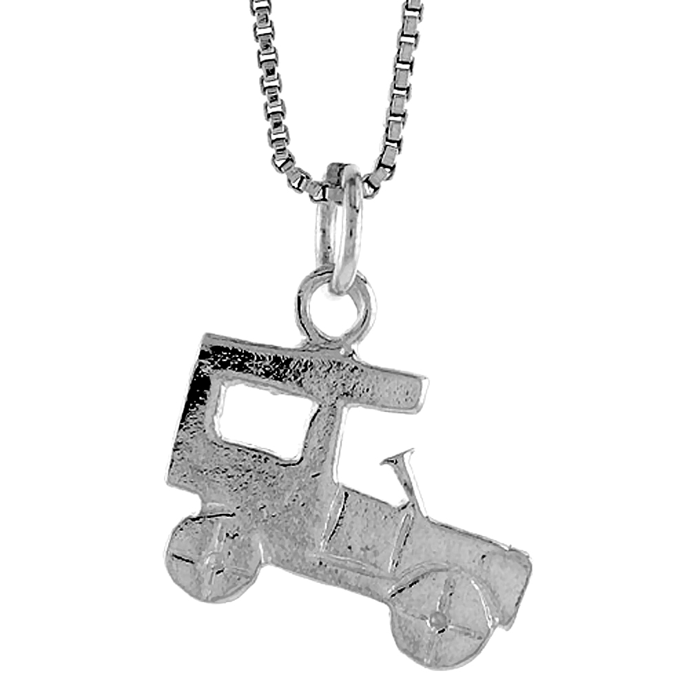 STERLING SILVER ANTIQUE CAR PENDANT, 1/2 INCH TALL