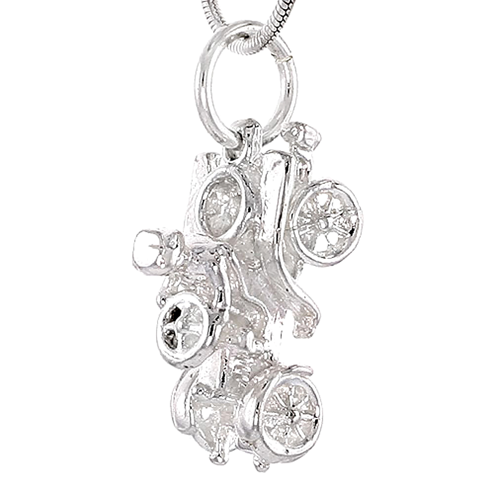 STERLING SILVER HORSELESS CARRIAGE PENDANT, 3/4 INCH TALL