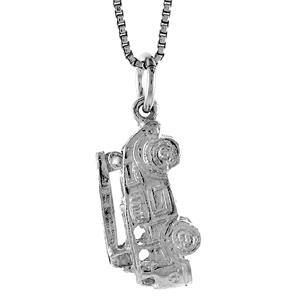 STERLING SILVER FIRE TRUCK PENDANT, 3/4 INCH TALL