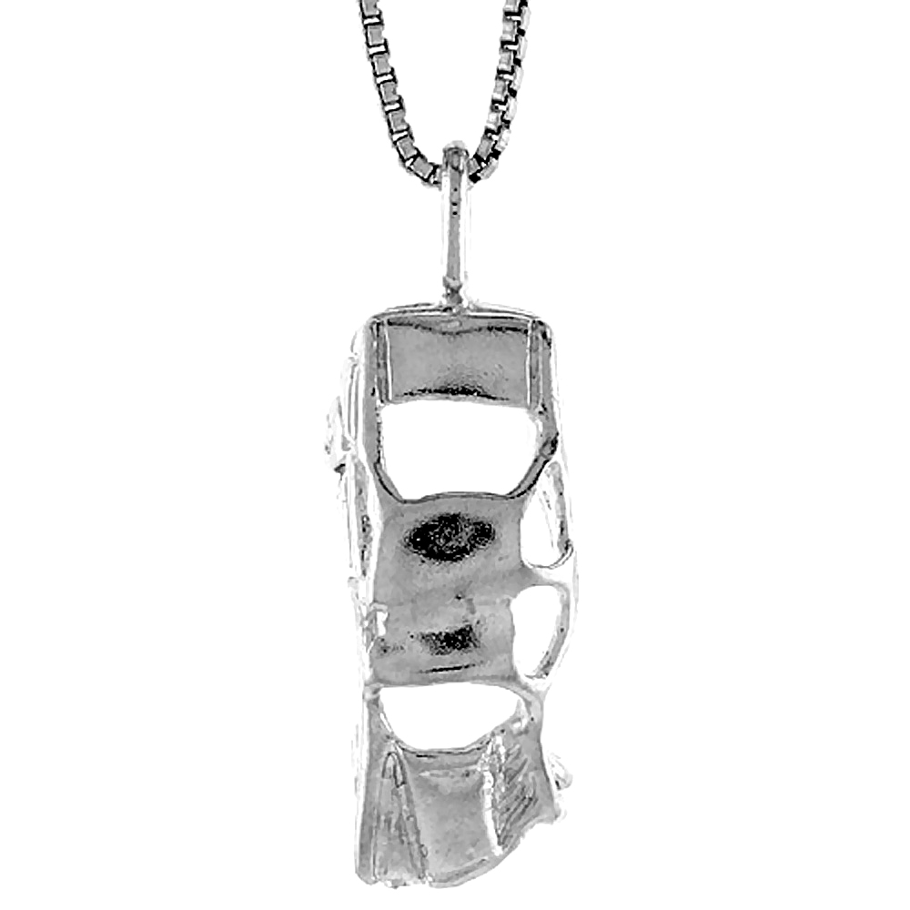 STERLING SILVER WRECKED CAR PENDANT, 7/8 INCH TALL