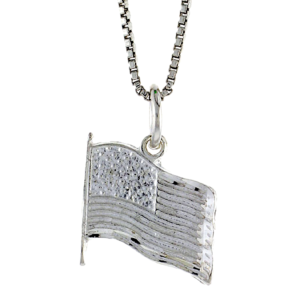 STERLING SILVER USA FLAG PENDANT, 1/2 INCH TALL